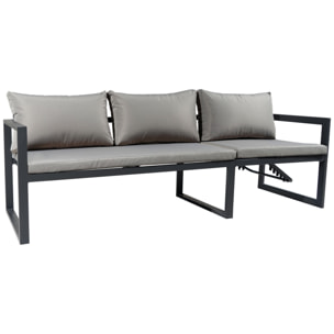 Salon de jardin modulable IBIZA en tissu gris 4 places - aluminium anthracite