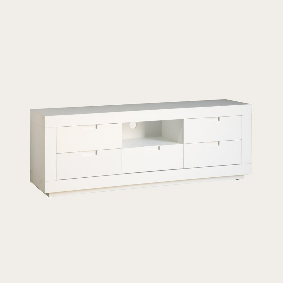 Meuble tv Sisal -bois massif et panneau de mdf-couleur laqué blanc mat 160 x 57 x 40 cm