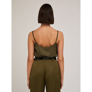 Motivi - Top lingerie in raso - Verde militare