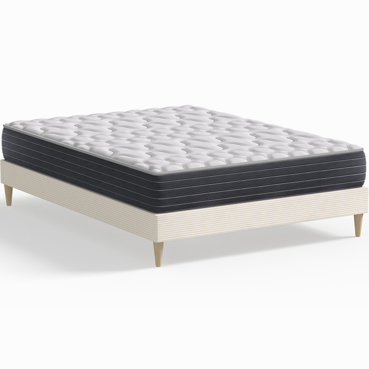 Pack lit en velours côtelé + Matelas mémoire de forme - DINA & MEMO HR