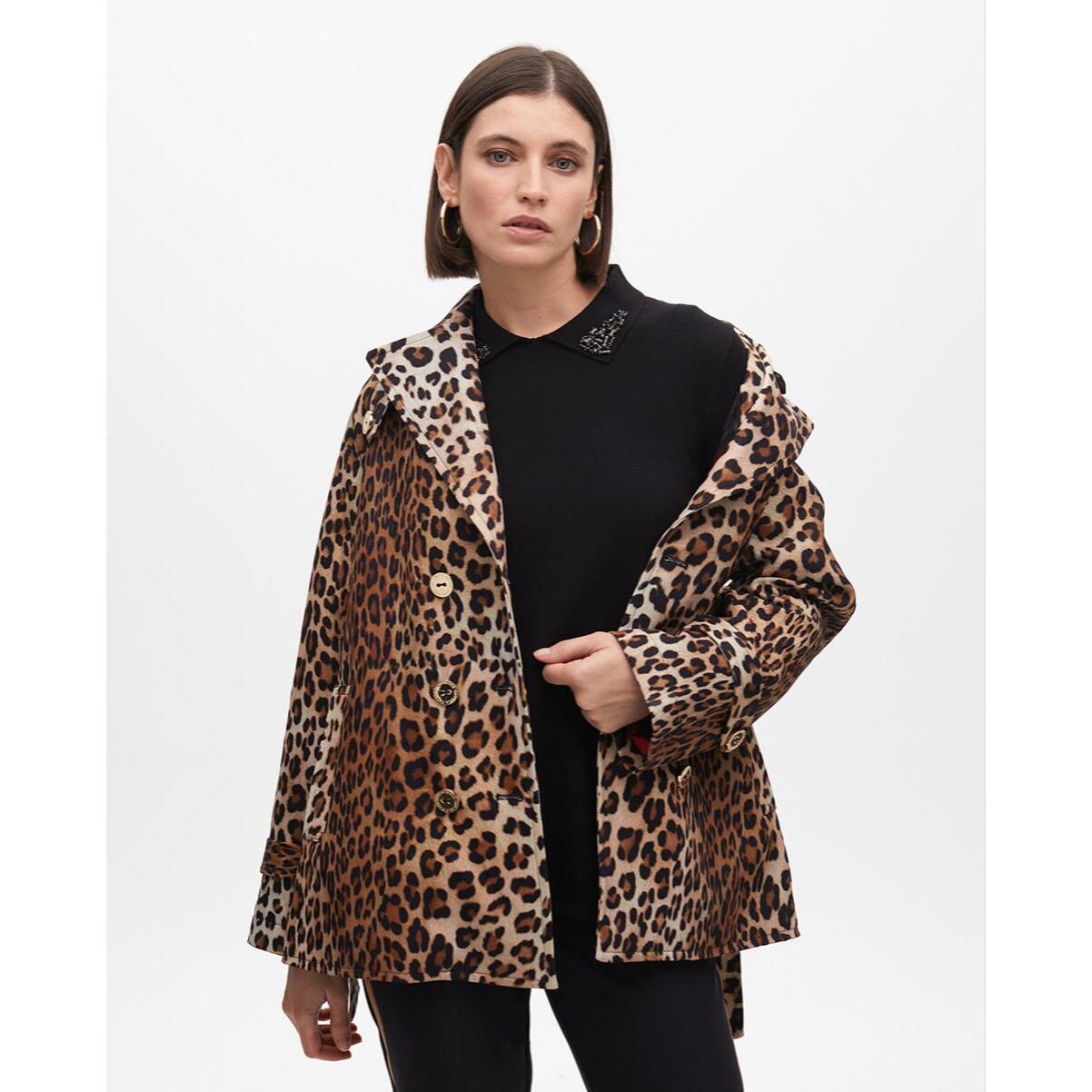 Trench corto animalier con cintura