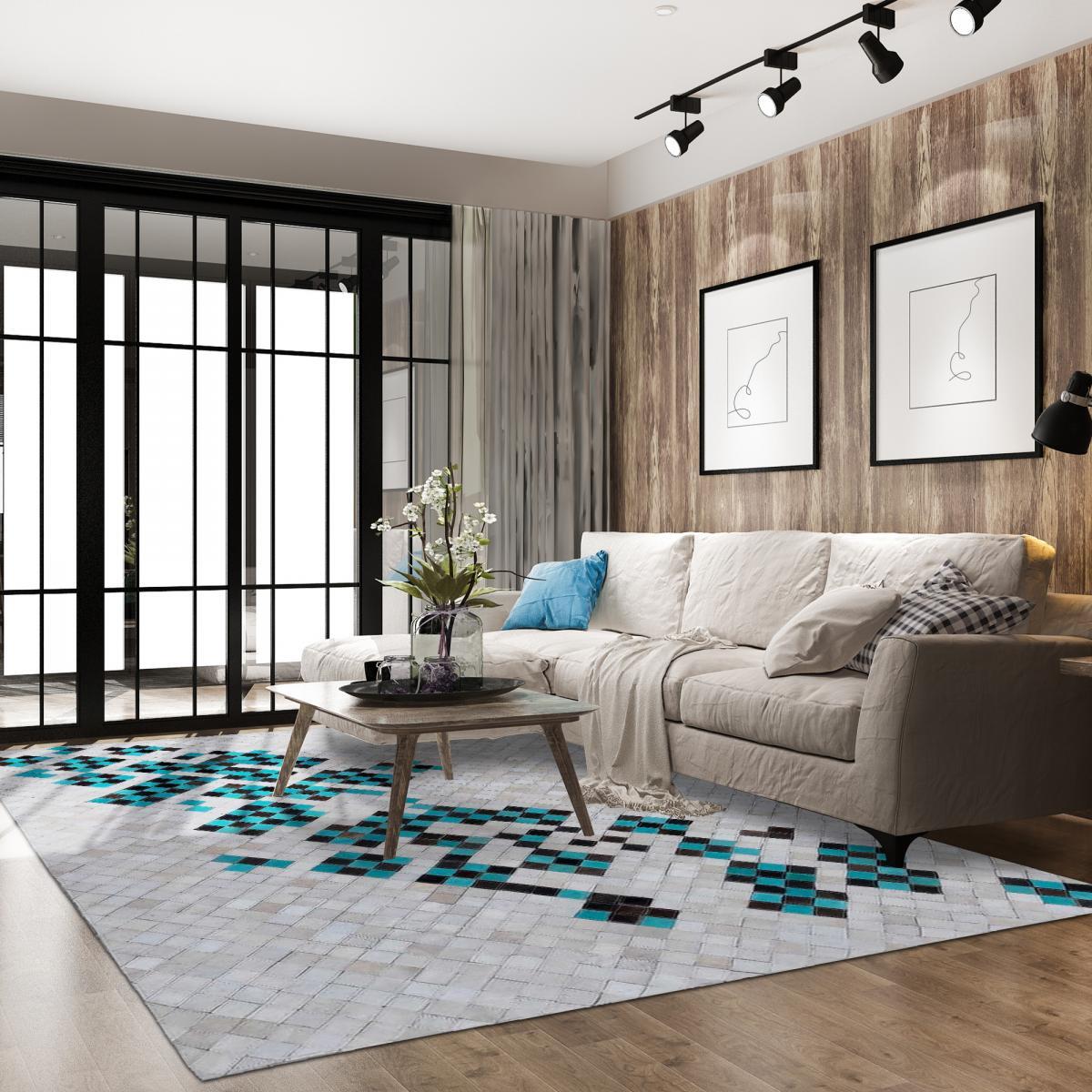 Tapis peau de vache kilim fait main DICU