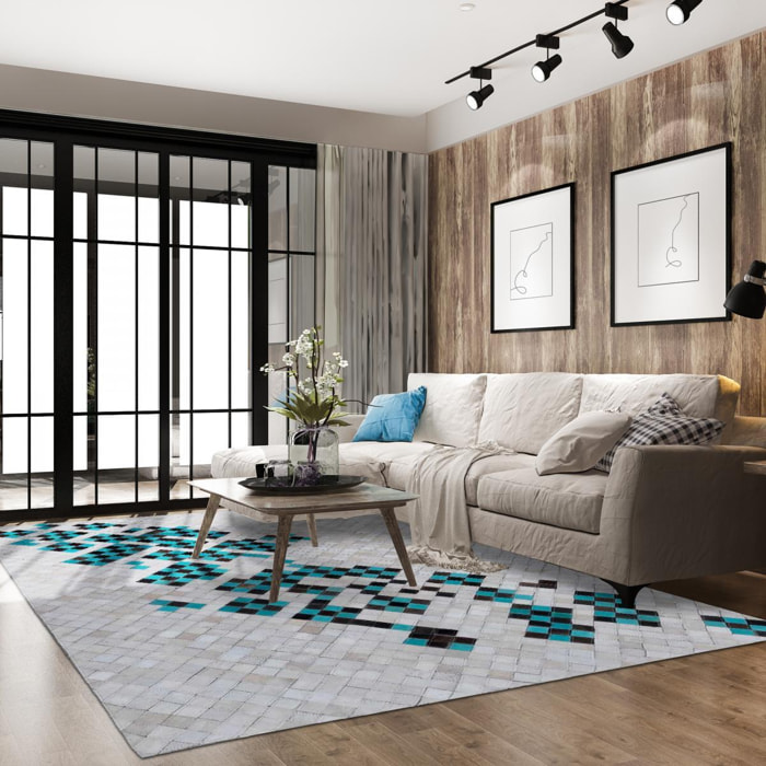 Tapis peau de vache kilim fait main DICU