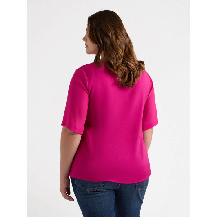 Fiorella Rubino - Blusa con aplicación en forma de V - Fuchsia
