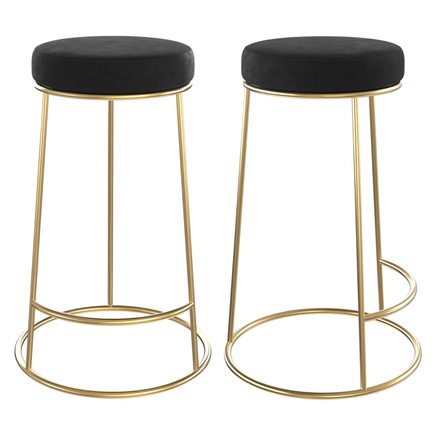 Lot de 2 tabourets pour îlot central 63 cm en velours noir - Kendal