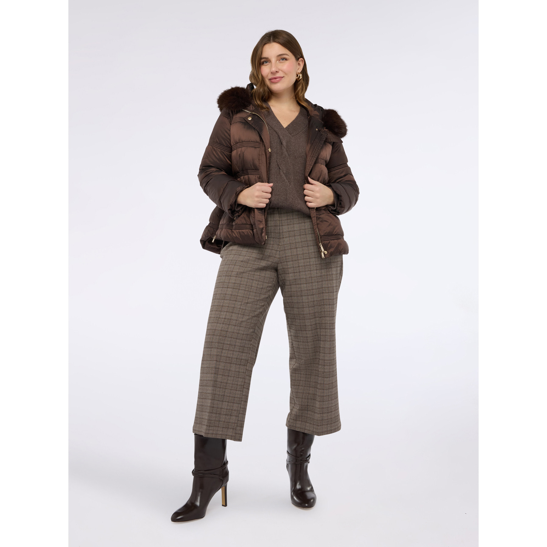 Fiorella Rubino - Pantaloni cropped in tessuto check - Grigio