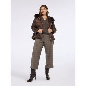 Fiorella Rubino - Pantaloni cropped in tessuto check - Grigio