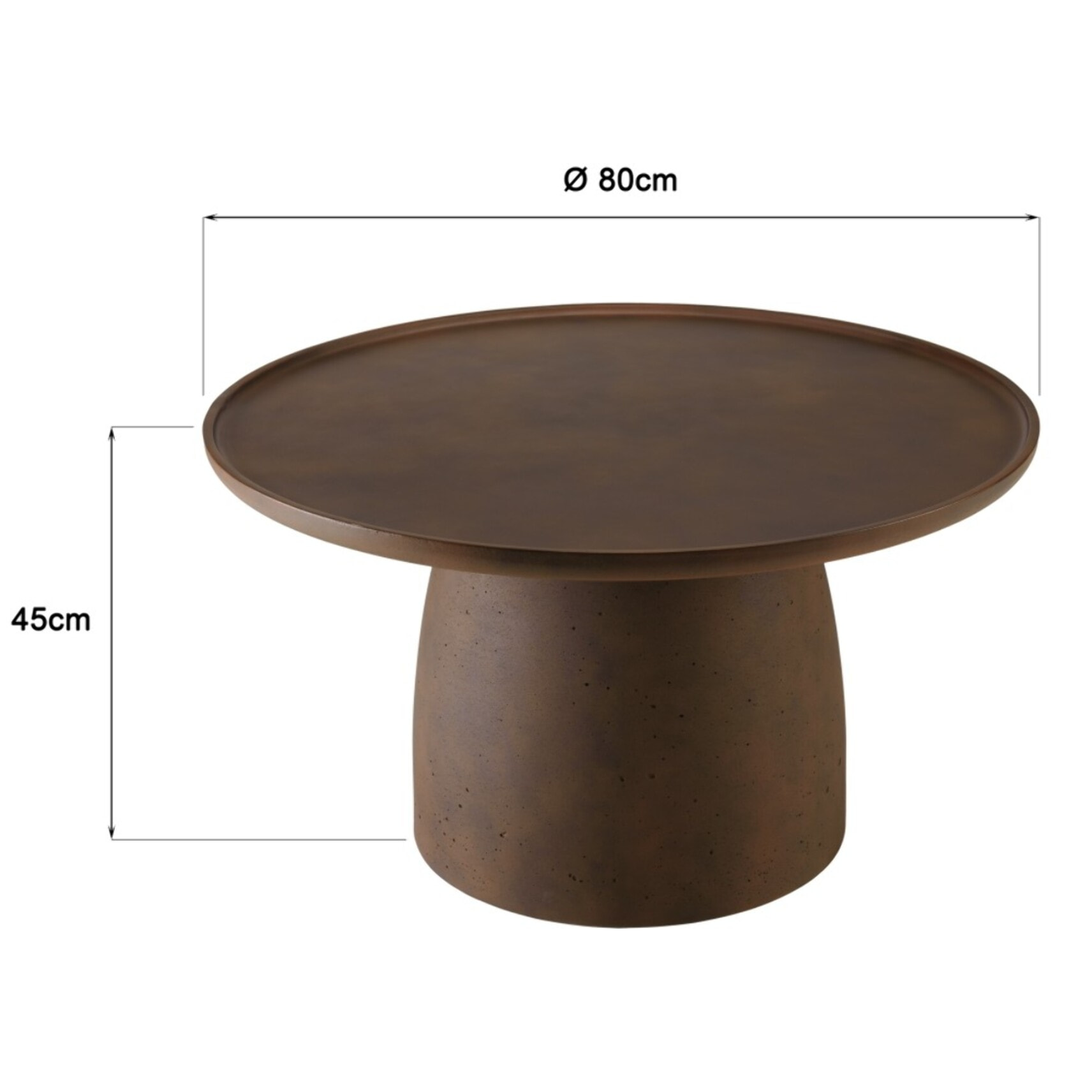 NESTOR - Table basse ronde en béton marron D80cm