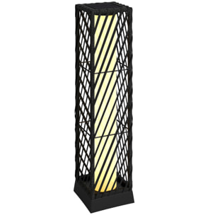 Linterna de Jardín de Ratán, Farola Solar Exterior con Luces LED Encendido y Apagado Automático, Impermeable, IP44, Lámpara de pie para Terraza, Balcón, Patio, 16x16x68 cm, Negro