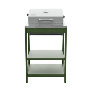 Cuisine d'extérieure 5 modules avec barbecue charbon de bois sur pieds, 2 étagères et thermomètre NAXOS BARBECUE CHARBON + 5 MODULES
