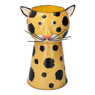 Portavaso in latta leopardo cmø20h30