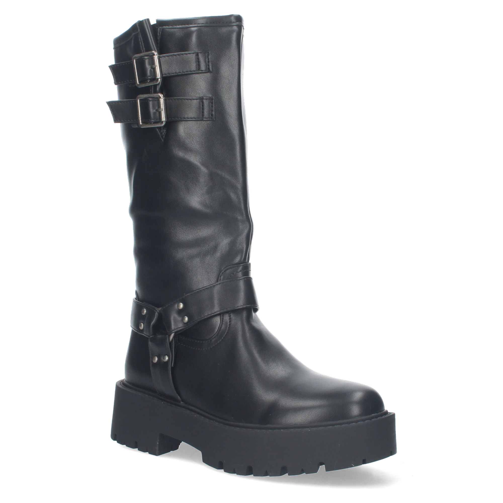 Bota Motera con Tacón Bajo y Plataforma