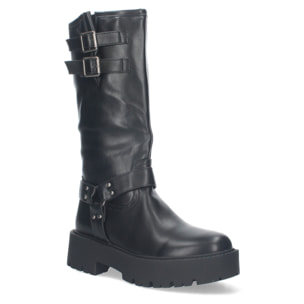 Bota Motera con Tacón Bajo y Plataforma