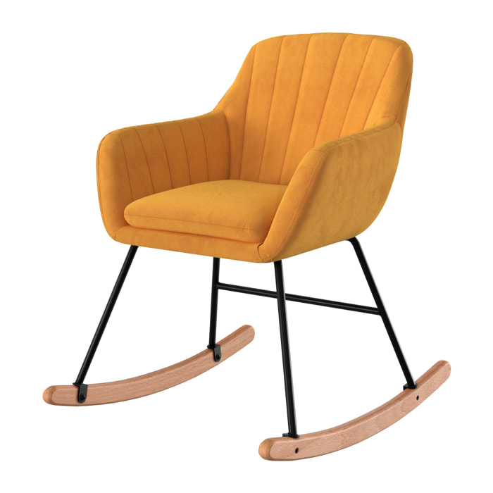 Rocking-chair en velours jaune - Isola