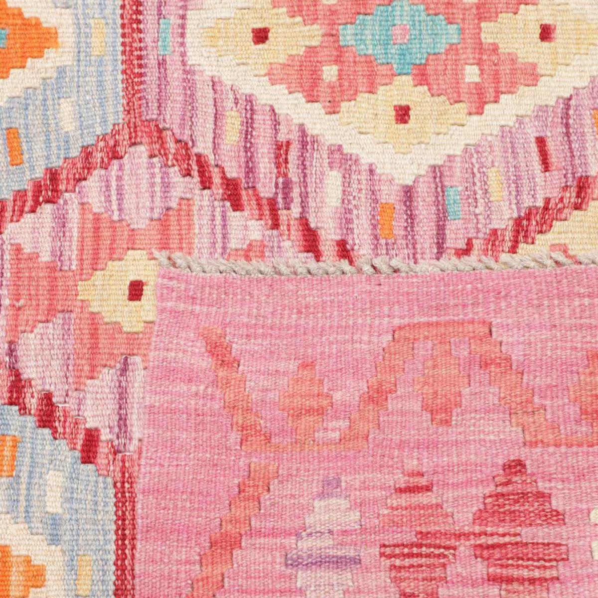 Tapis kilim, motif géométrique, tissé plat en laine naturelle