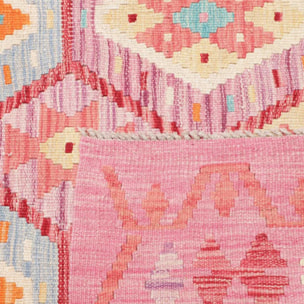 Tapis kilim, motif géométrique, tissé plat en laine naturelle
