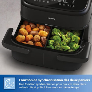Airfryer PHILIPS NA150/00 friteuse sans huile panier flexible avec séparateur amovible, Série 1000 7.1L