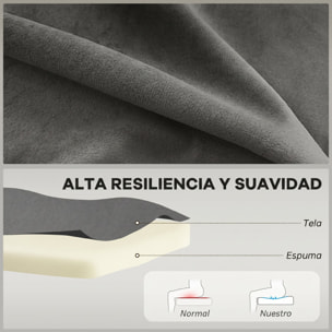 Sofá de 2 Plazas Tapizado en Terciopelo, Sofá Moderno con Asiento y Respaldo Acolchados, Patas de Madera de Caucho, Carga 220 kg para Dormitorio, Salón, Espacios Pequeños, Gris Oscuro