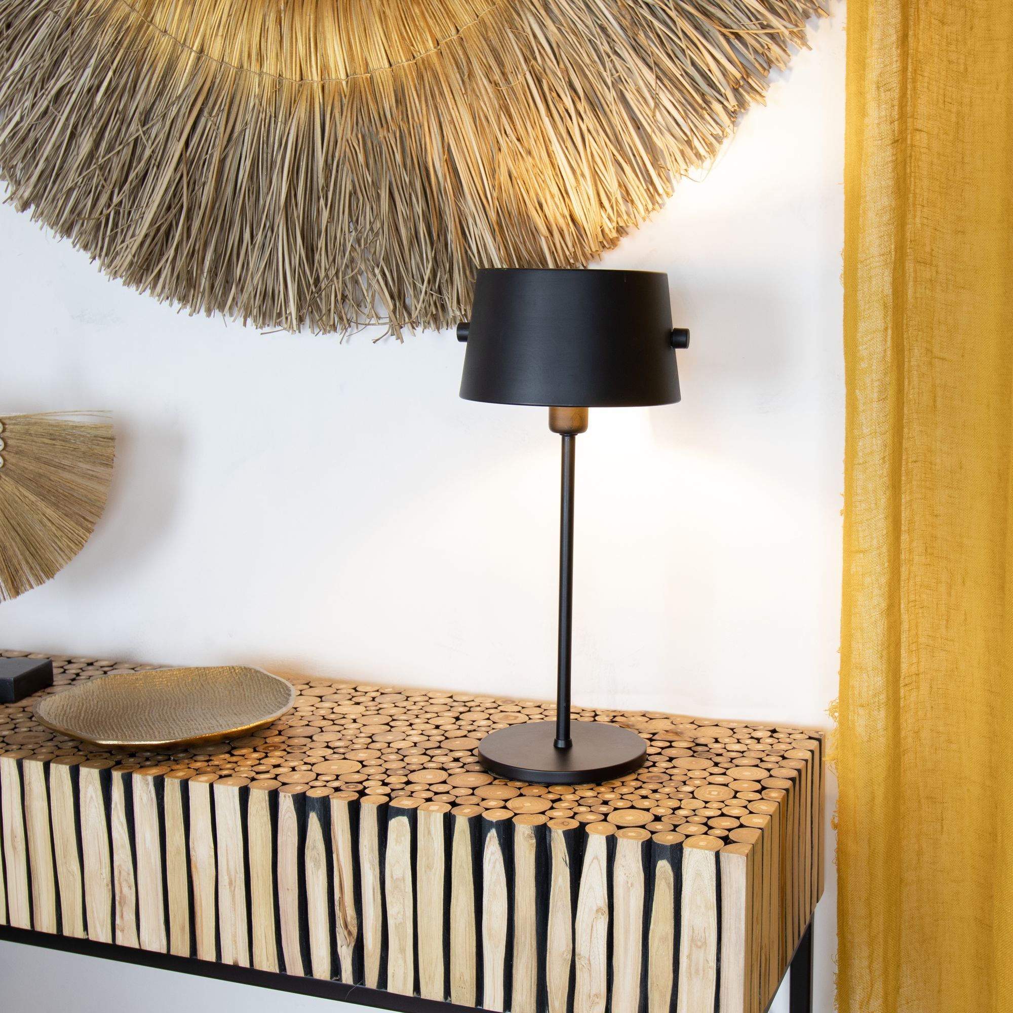 Lampe à poser en métal noir et doré TRENDY