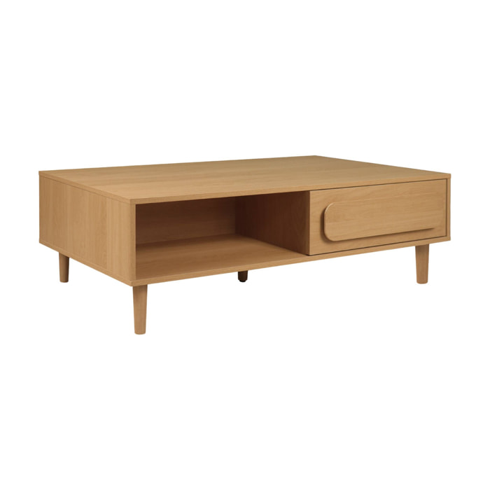 Table basse vintage décor bois 1 tiroir JULIANA