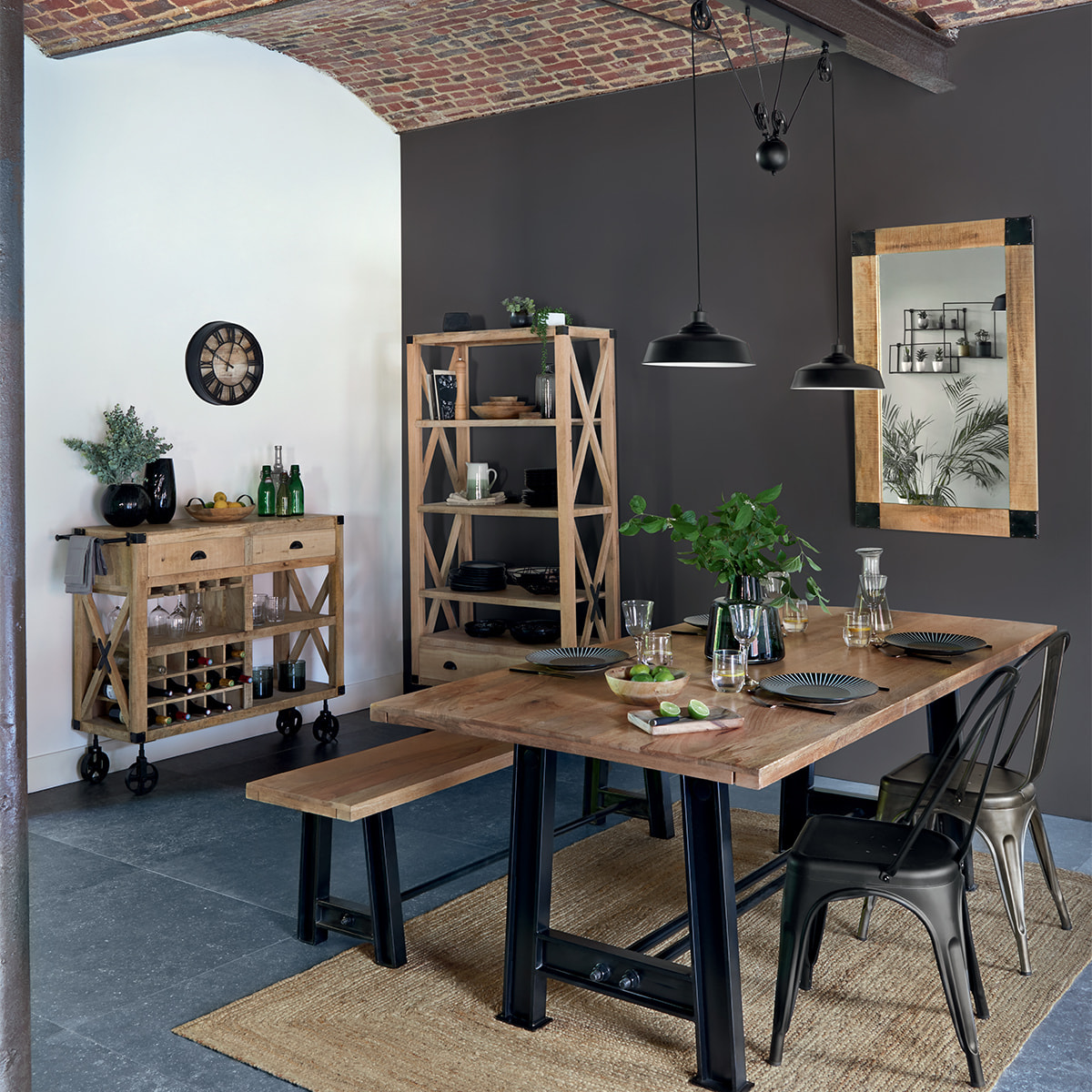 Suspension "Ezio" noire - métal H60 cm