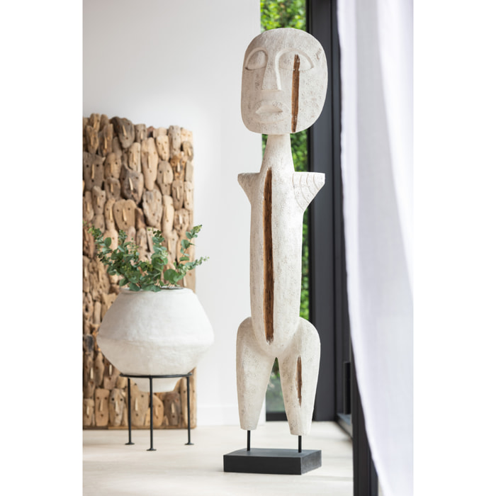 J-Line décoration Personnage Primitif - bois - blanc - extra large
