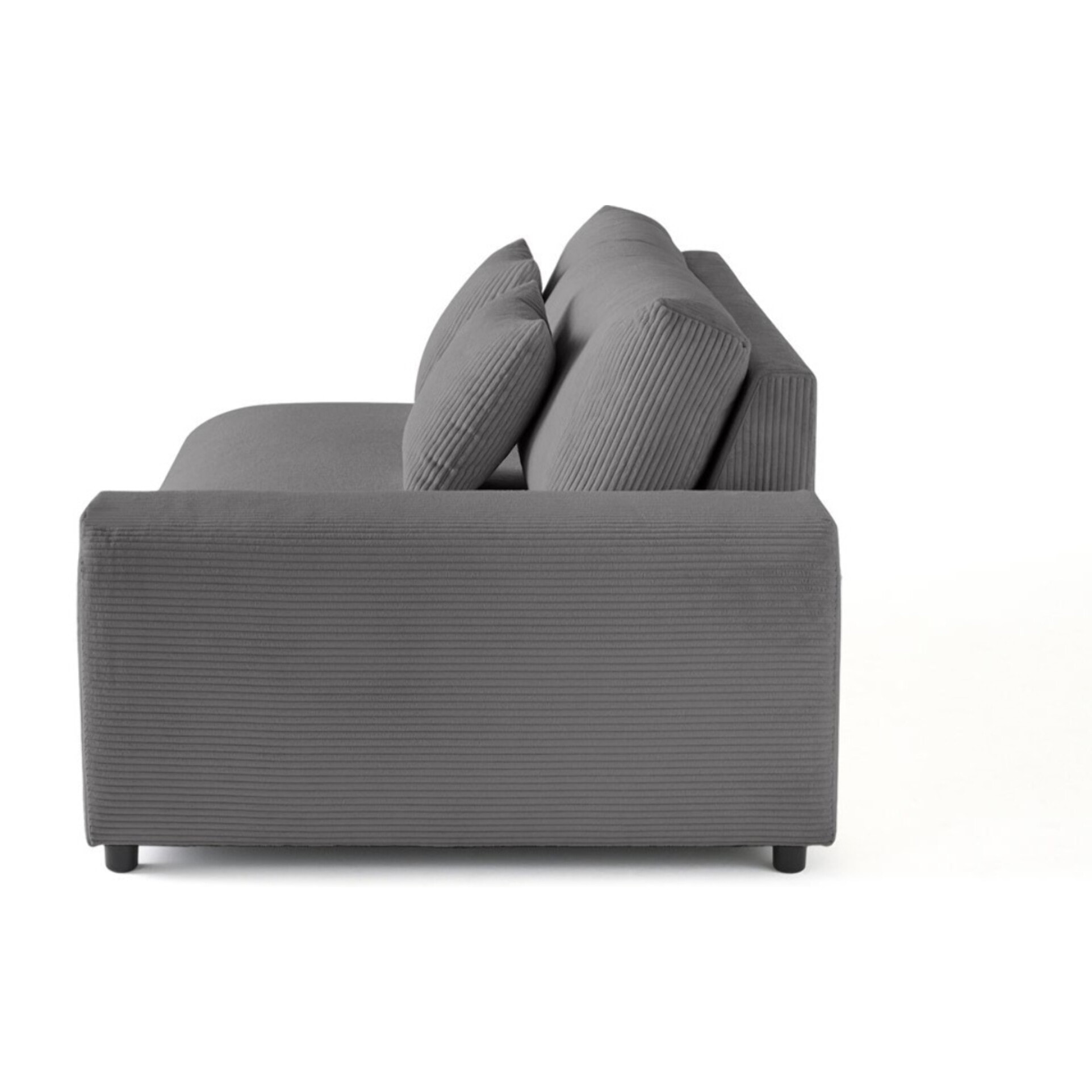 Garance - module d'assise 3 places avec accoudoir droit - en velours côtelé - Gris foncé