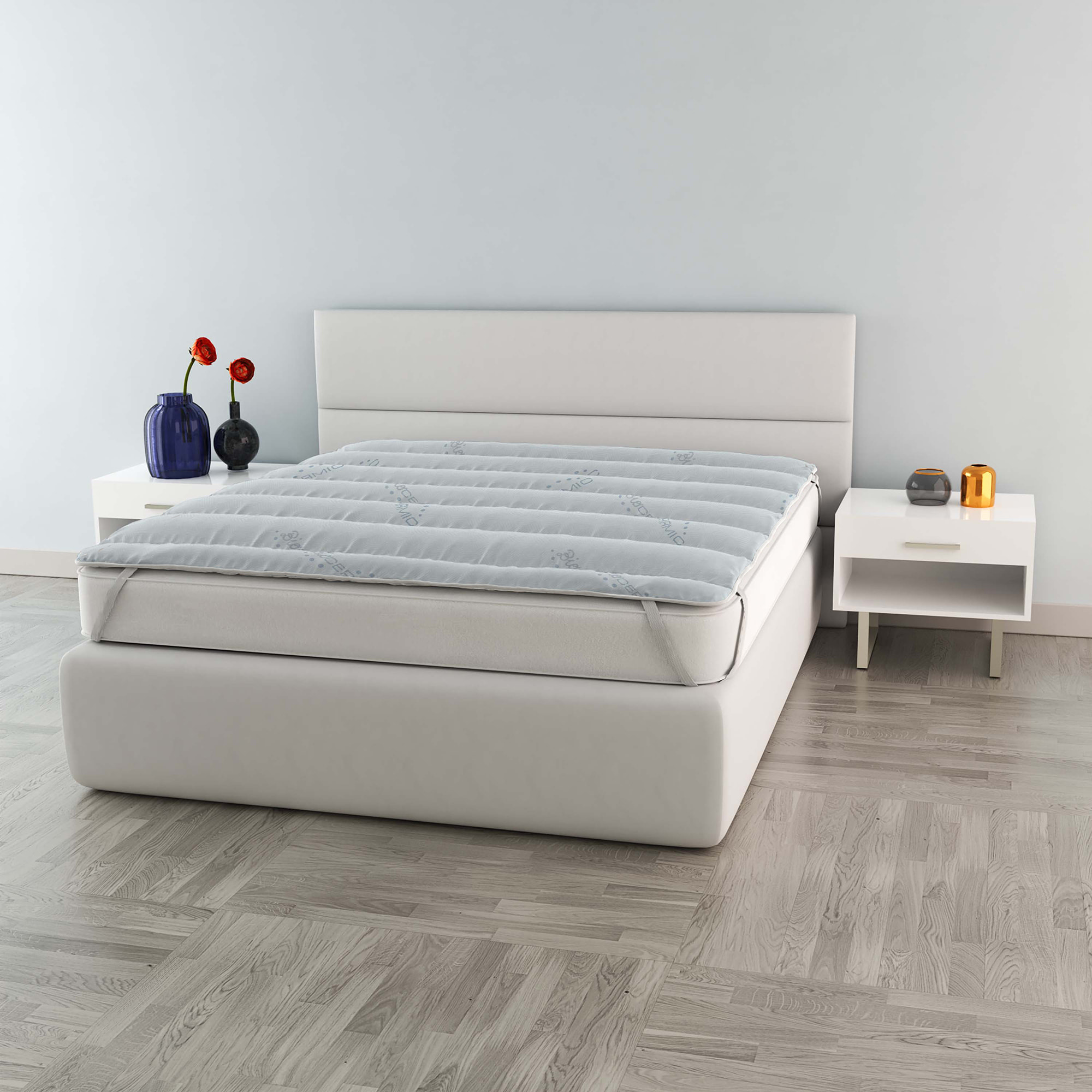 TOPPER TRAPUNTATO BIOCERAMICA CON ELASTICI - Made in Italy
