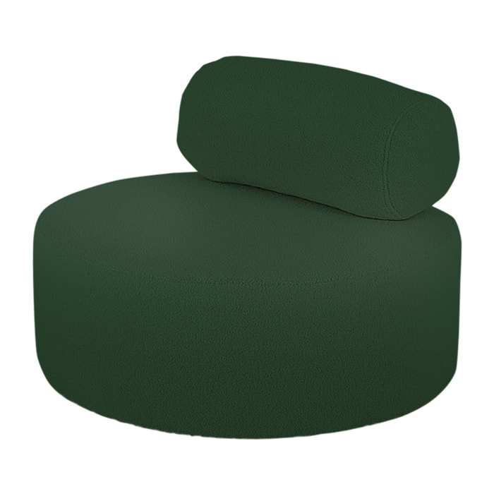 Fauteuil en bouclé rond couleur vert de 91x71cm Hauteur: 71 Longueur: 91 Largeur: 91