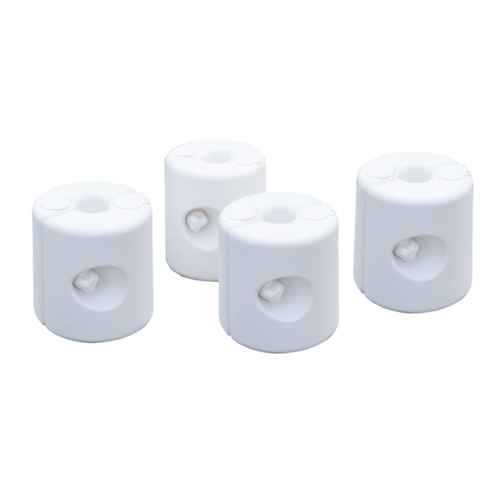 Lot de 4 poids de lestage cylindrique pour tonnelle barnum tente dim. Ø 22 / Ø 24 x 25H cm polyéthylène blanc