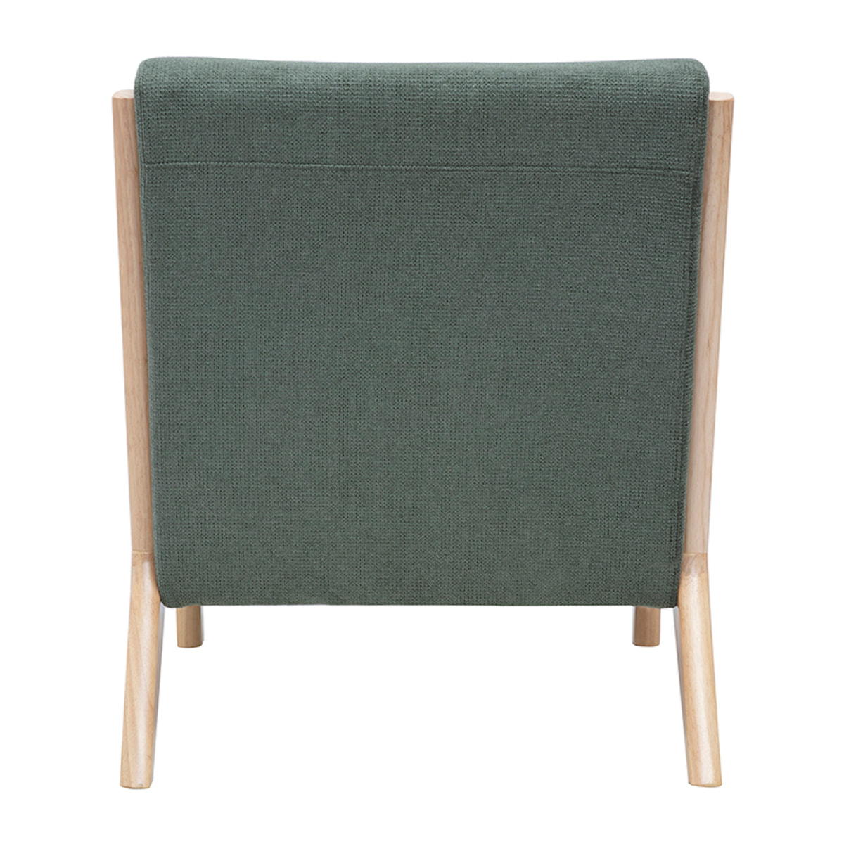 Fauteuil scandinave en tissu chenille vert kaki et bois clair massif DERRY