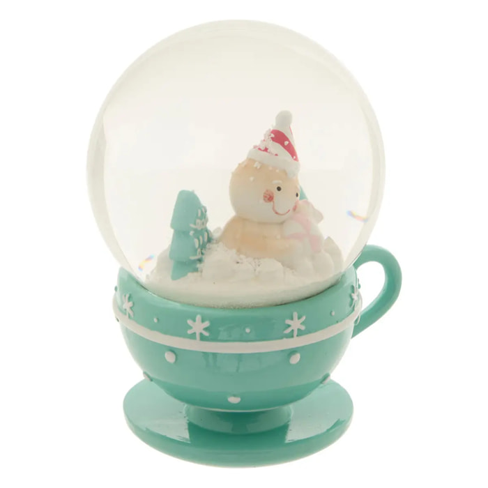 BOULE NEIGE MUG VERT 100MM