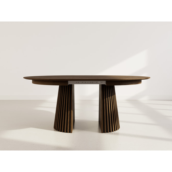 Freya - table à manger ronde extensible - 6 à 10 personnes - Marron