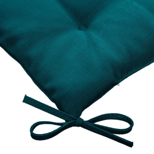 Galette de chaise carrée 4 points "Korai" bleu canard 40x40x4cm en polyester