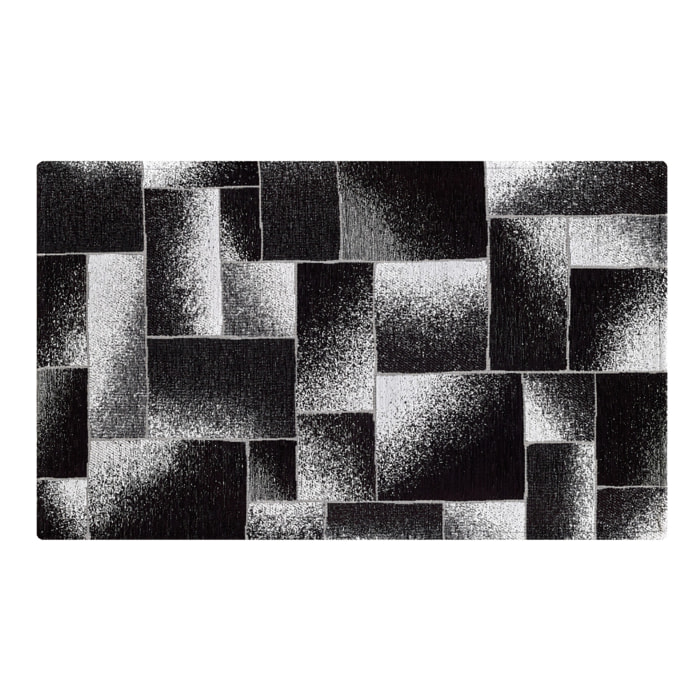 Tappeto Jacquard Ideale Salotto Camera Ingresso Made In Italy Antiscivolo, Lavabile, Morbido Disegno Tetrix Nero By Suardi