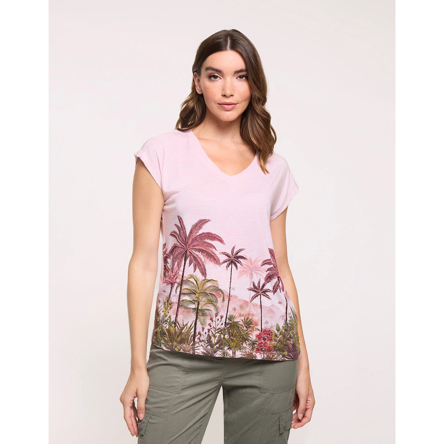Camiseta Paisaje Palmeras Rosa - Mausi