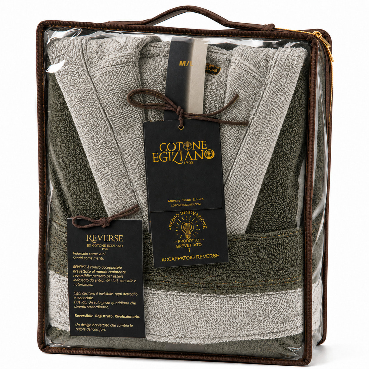 COTONE EGIZIANO Accappatoio Reverse in cotone egiziano 430 gr_Grey
