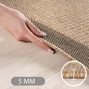 TIMBER - Tapis rond intérieur/extérieur beige effet jute à motif cadre