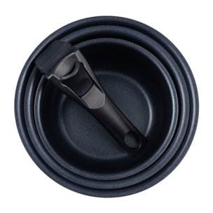 Juego de 3 cazos ø16ø18ø20cm en aluminio prensado negro click & cook san ignacio