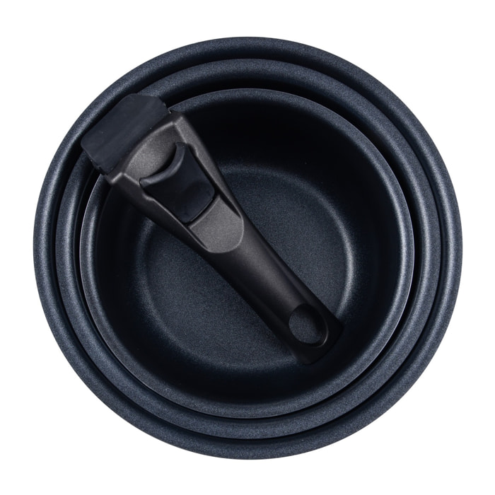 Juego de 3 cazos ø16ø18ø20cm en aluminio prensado negro click & cook san ignacio