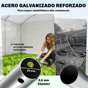 Invernadero de Exterior 6x3x2 m, Invernadero de Túnel con 3 Puertas Enrollables, Ventanas de Malla, Cubierta PE 140g/m² Anti-UV y Marco de Acero Galvanizado, para Cultivos, Plantas, Blanco