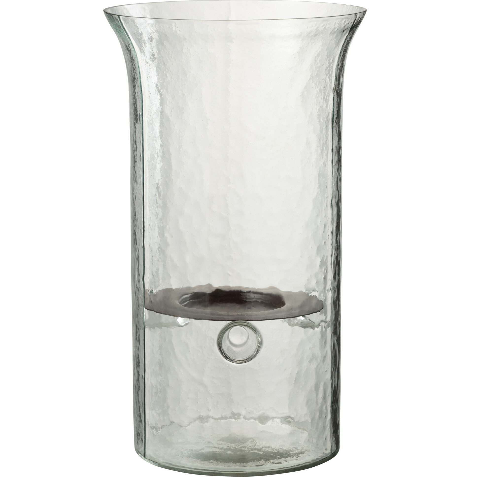 J-Line Bougeoir Plat Verre Flou Transparent Medium