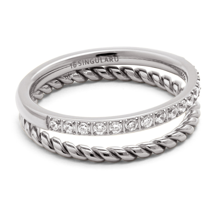 Anello Double Tressia Spark Acier