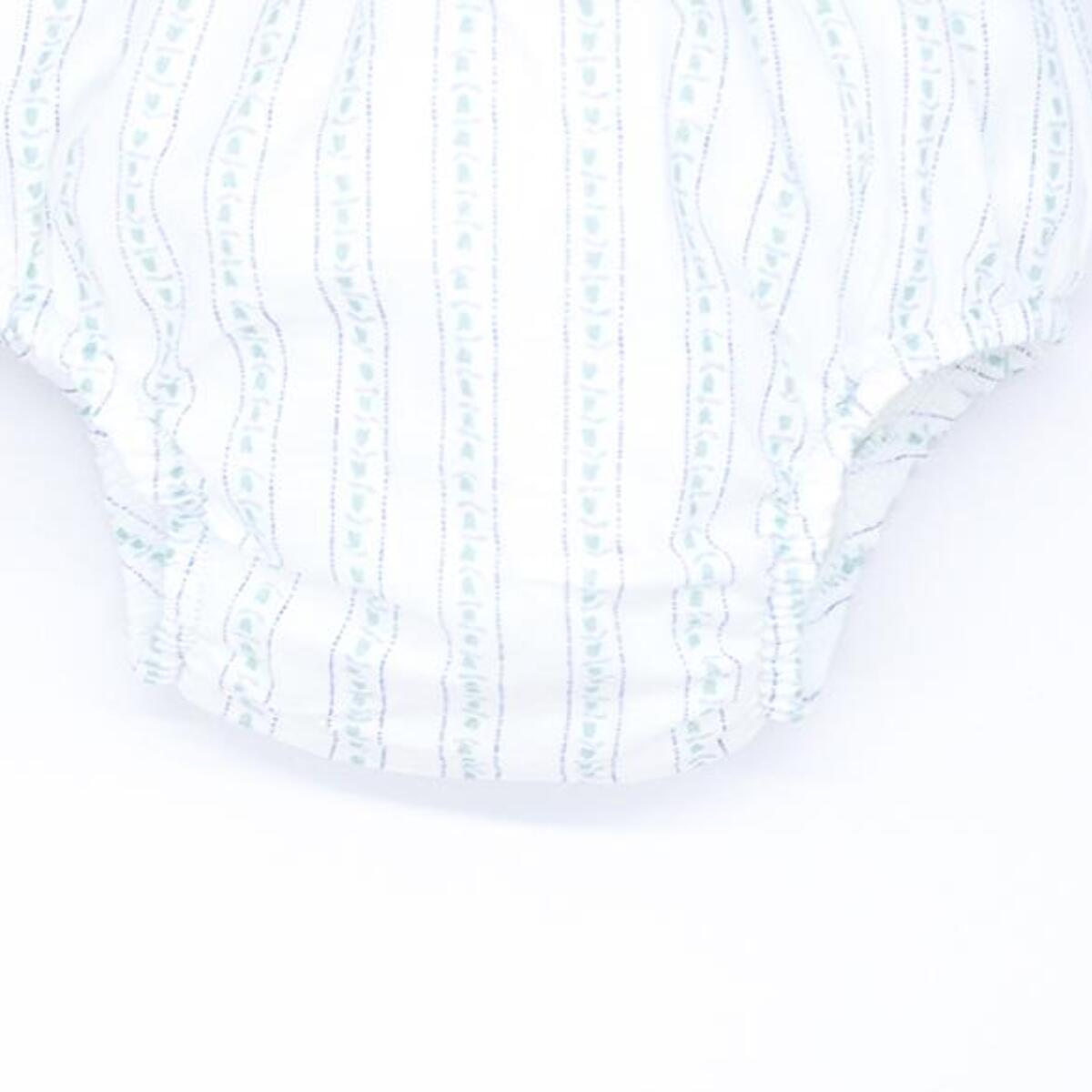 Cubrepañal estampado de flores y rayas. Elastico en la cintura y en las piernas.