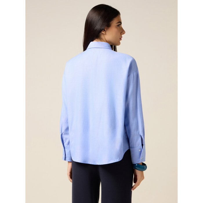 Oltre - Camicia con ricamo gioiello lettering - Azzurro
