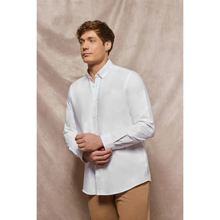 Camicia a tinta unita oxford bianca con logo Polo Club ricamato