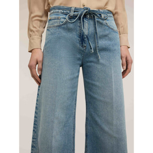 Motivi - Jeans palazzo con cintura annodabile - Azzurro