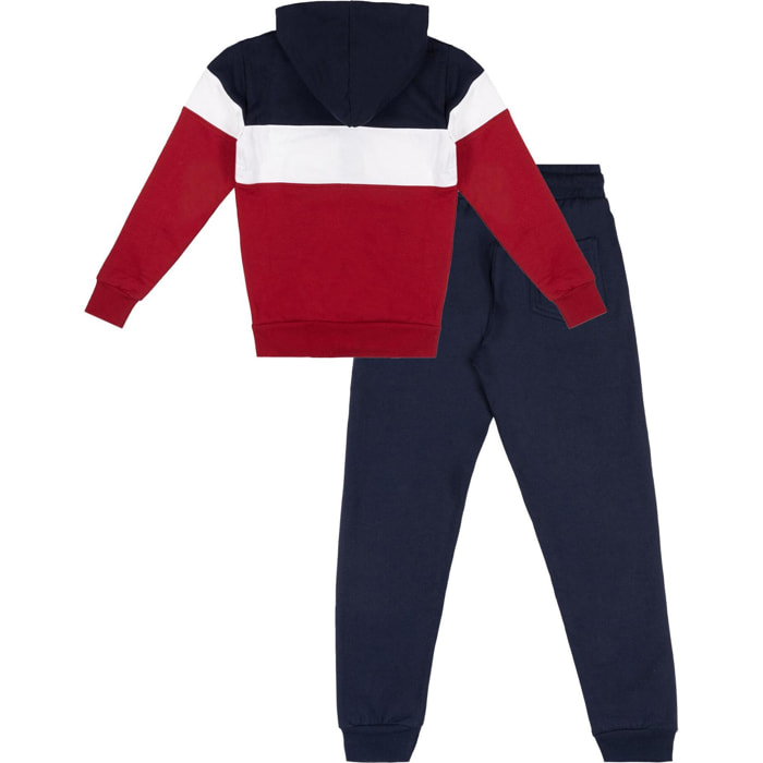 Tuta invernale da bambino tricolor con cappuccio e zip 'Varsity'