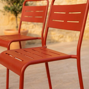 Ensemble de 4 chaises de jardin empilables terracotta EVORA