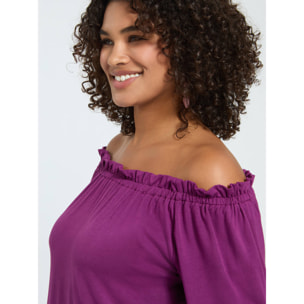 Fiorella Rubino - Camiseta off shoulders en jersey de viscosa - Burgundy